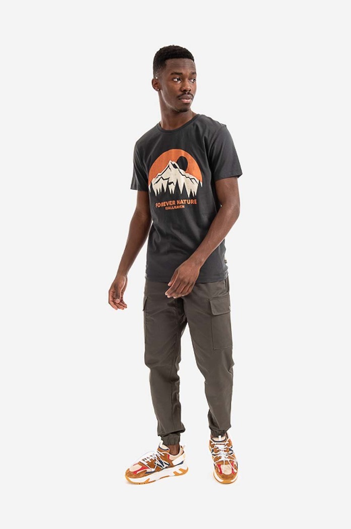 Fjallraven T-shirt bawełniany Nature F87053.555 granatowy SS23
