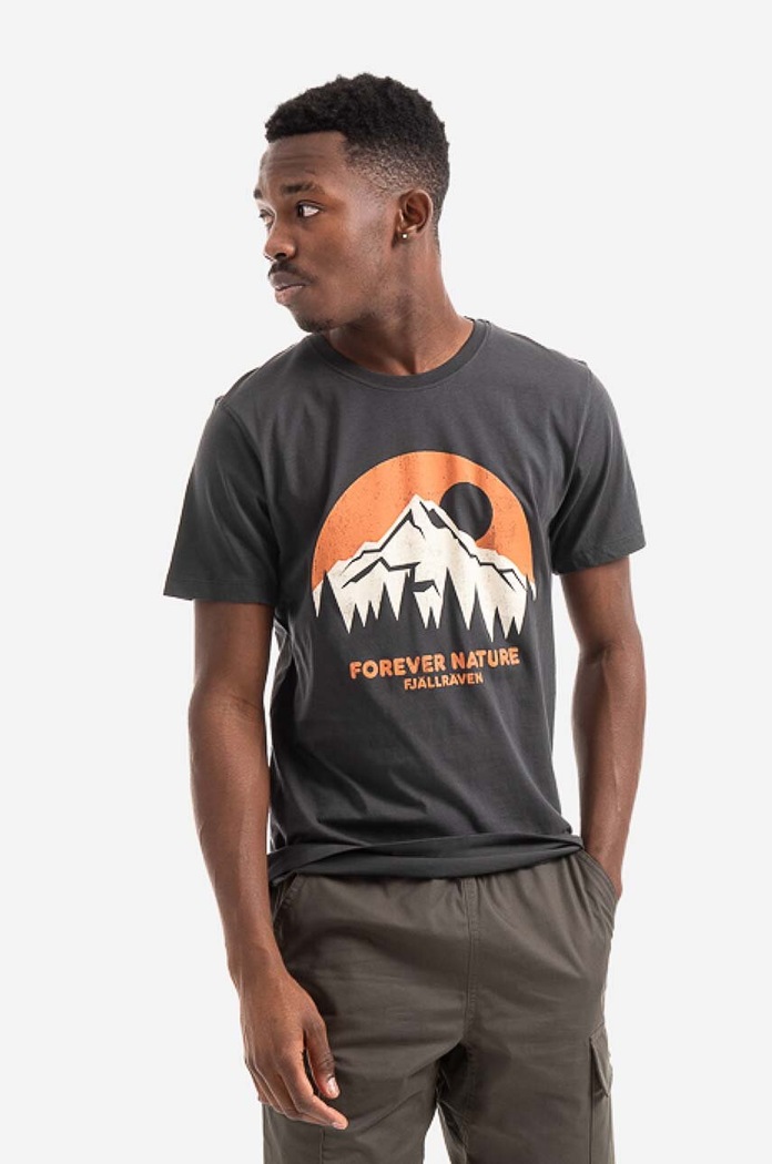 T-shirt bawełniany Nature Fjallraven granatowy F87053.555