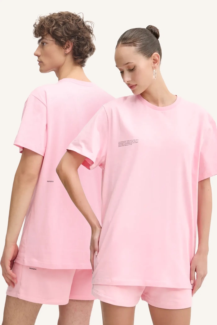 Pangaia t-shirt bawełniany różowy 10000287