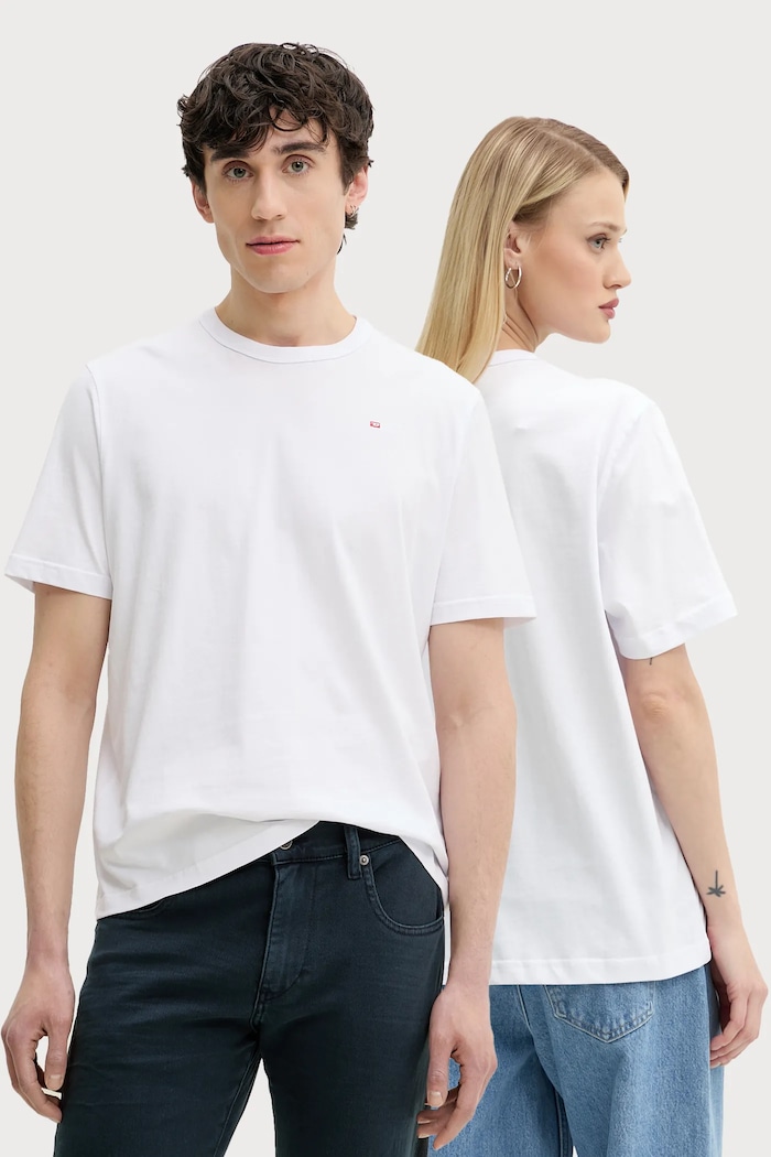 Bavlněné tričko Diesel T-ADJUST-MICRODIV T-SHIRT nášivka bílá A14931.0NIAX