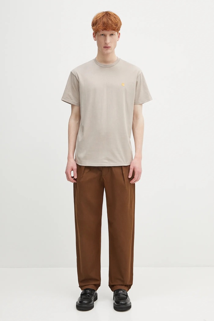 Bavlnené tričko Carhartt WIP S/S Chase T-Shirt I026391.2Q6XX béžová