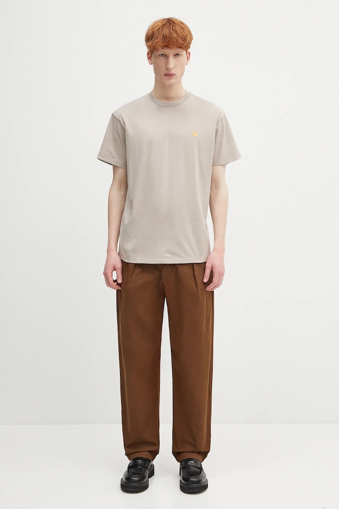 Bavlnené tričko Carhartt WIP S/S Chase T-Shirt I026391.2Q6XX béžová