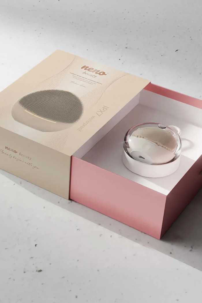 Neno Beauty szczoteczka termo-soniczna do oczyszczania twarzy z silikonu MICA NEN.DOM.PI005 beżowy