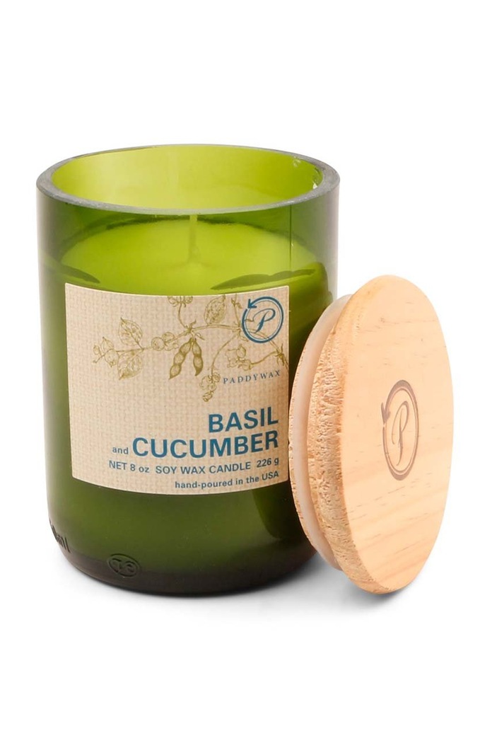 Vonná sójová svíčka Paddywax Basil & Cucumber 226g zelená EG08EU