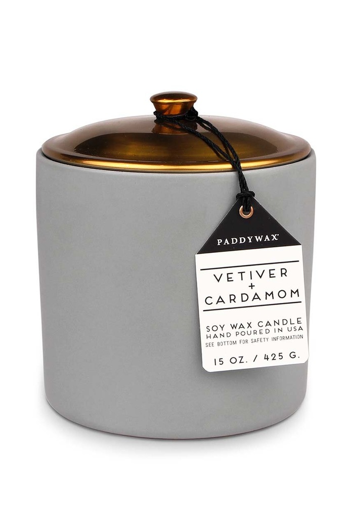 Paddywax świeca zapachowa sojowa Wetiwer & Kardamon, 425 g szary HY1501EU