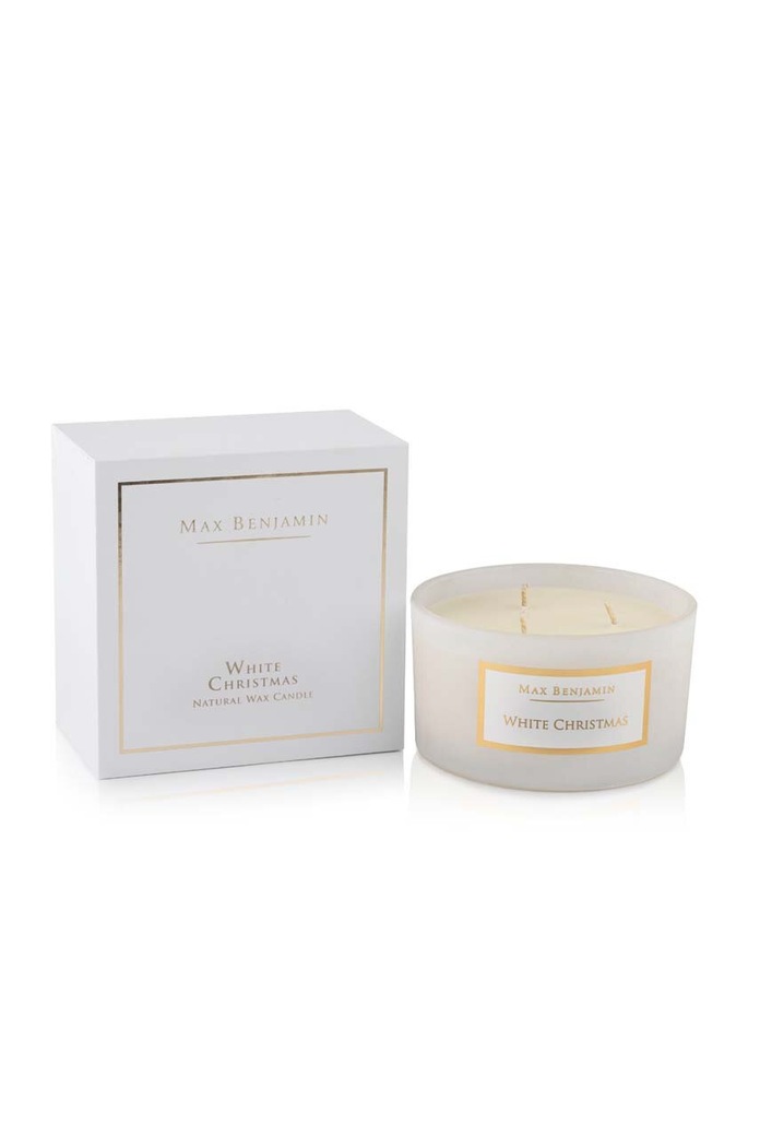 Vonná svíčka Max Benjamin White Christmas 480 g bílá MB.XMAS3WICK
