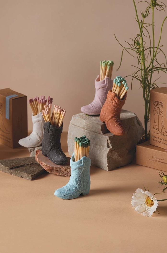 Home SPA Paddywax zapałki w stojaku ceramicznym Nashville Boot 25-pack ACC20EU różowy