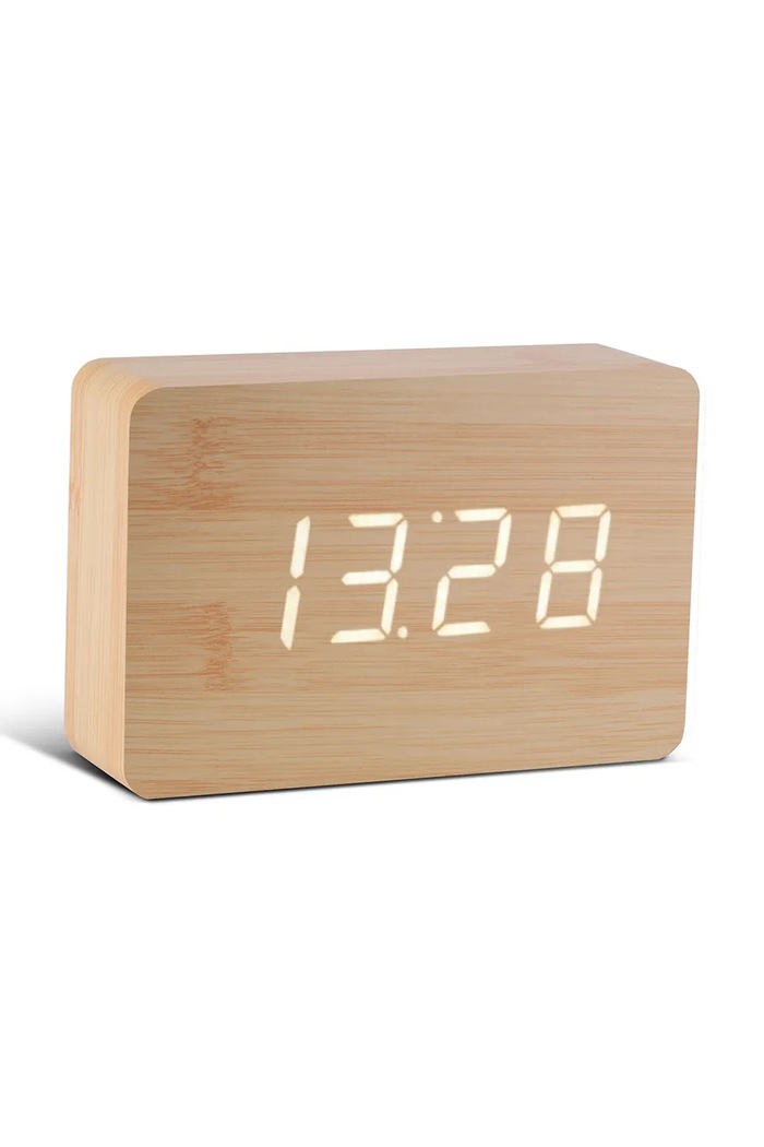 Gingko Design ceas led Brick Beech Click Clock alb GK15W11