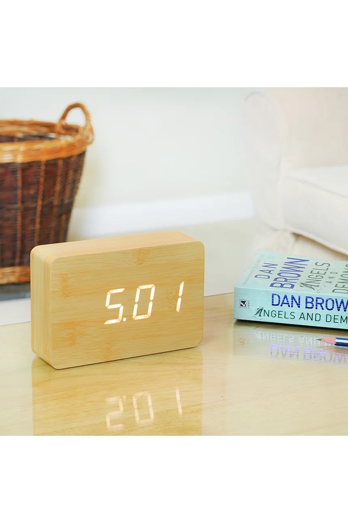 Living și dormitor Gingko Design ceas led Brick Beech Click Clock GK15W11 alb