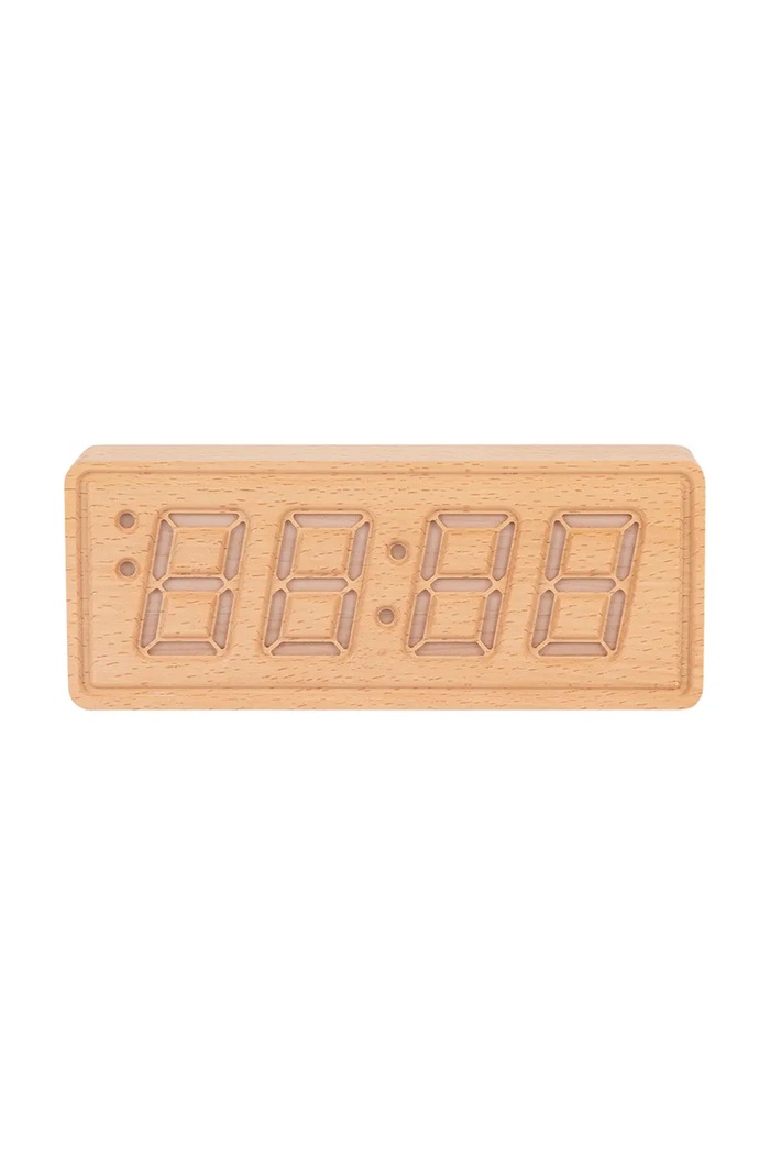 Budík Karlsson Solid Wood Engraved béžová KA6024WD