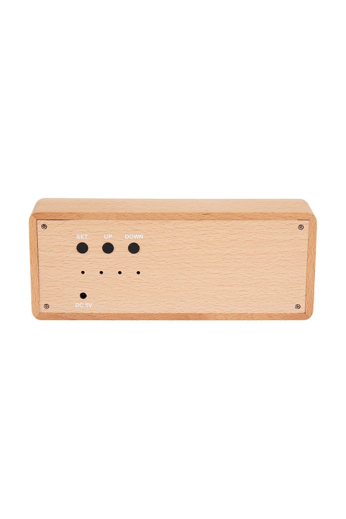Budík Karlsson Solid Wood Engraved béžová KA6024WD