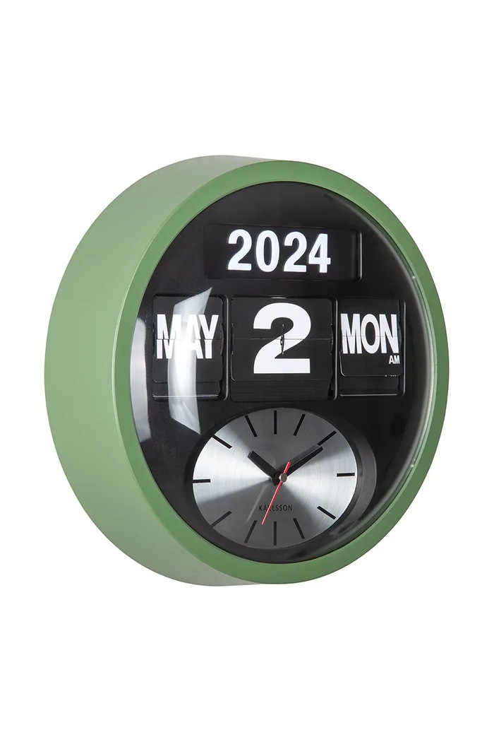 Nástěnné hodiny Karlsson Round Flip KA6030GR zelená AA00
