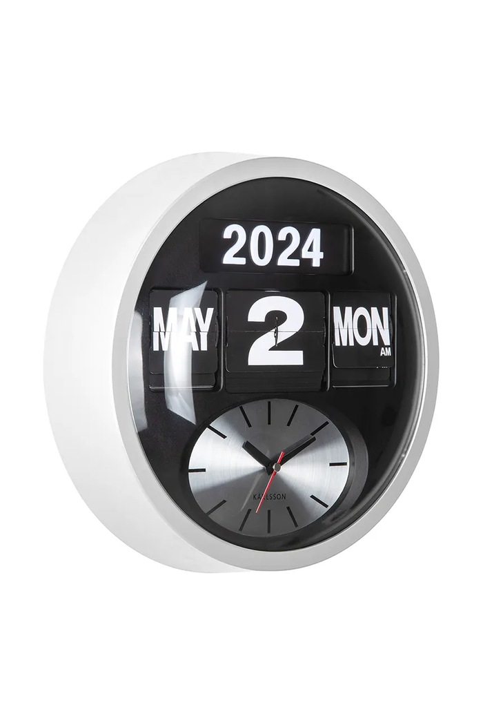 Nástěnné hodiny Karlsson Round Flip KA6030WH bílá AA00