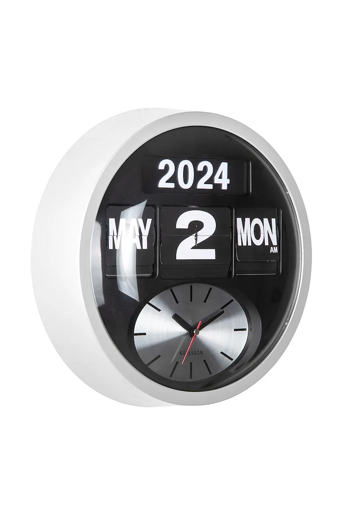 Nástěnné hodiny Karlsson Round Flip KA6030WH bílá AA00