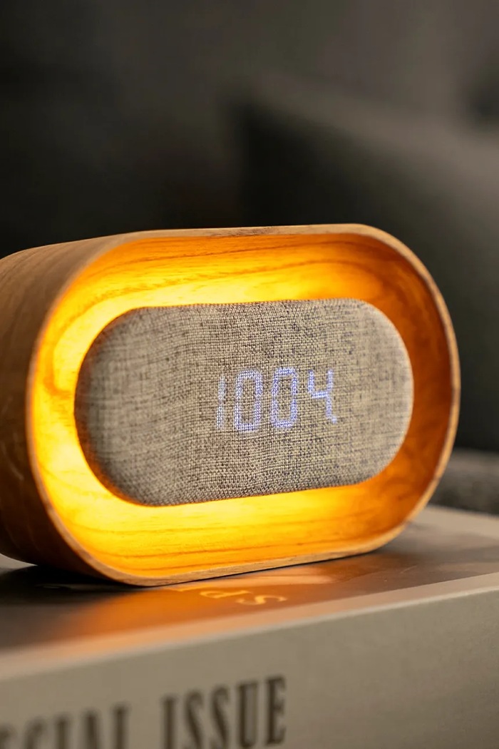 Obývací pokoj a ložnice LED budík Gingko Design Lumos 15 cm G076O.AH bílá