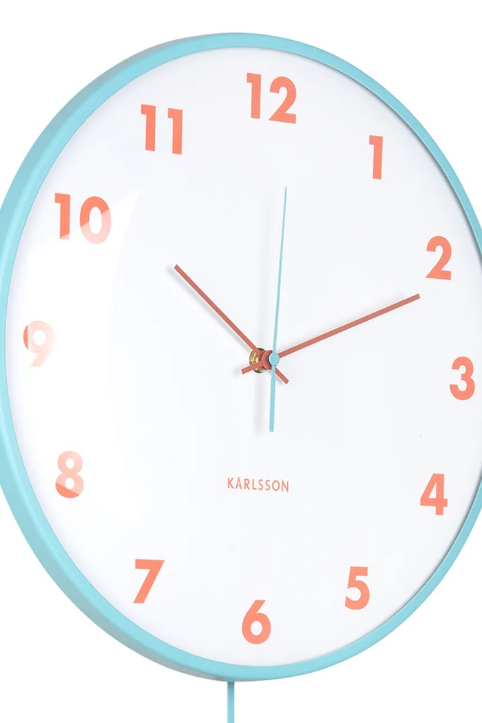 Salon i sypialnia Karlsson zegar ścienny Cheeky Dome Pendulum KA6058LB niebieski