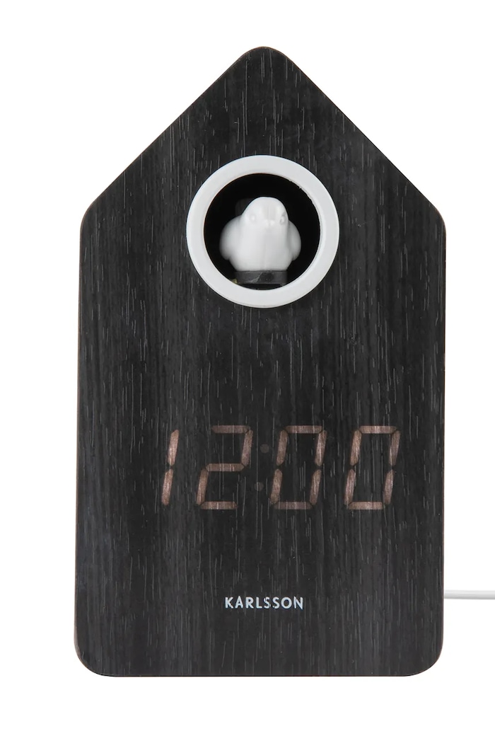 Budík Karlsson Cuckoo LED 16 cm čierna KA6061BK