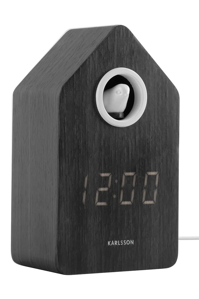 Budík Karlsson Cuckoo LED 16 cm KA6061BK čierna AA00