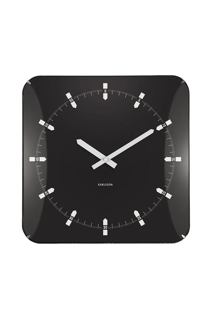 Nástenné hodiny Karlsson Sucinto Dome Square 35 x 35 x 4,5 cm čierna KA6085BK