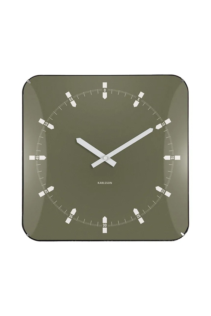 Nástenné hodiny Karlsson Sucinto Dome Square 35 x 35 x 4,5 cm zelená KA6085GR