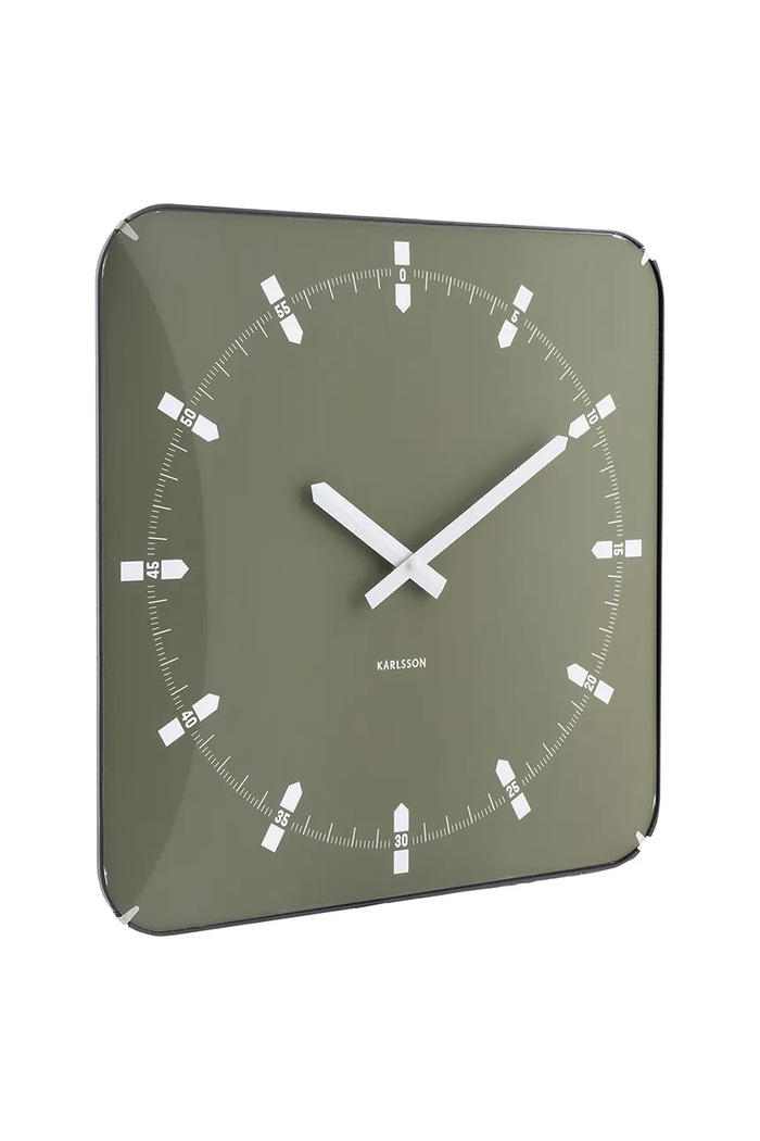 Nástenné hodiny Karlsson Sucinto Dome Square 35 x 35 x 4,5 cm KA6085GR zelená AA00
