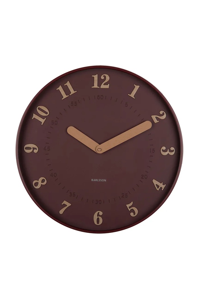 Nástenné hodiny Karlsson Amena 40 cm burgundské KA6083RD