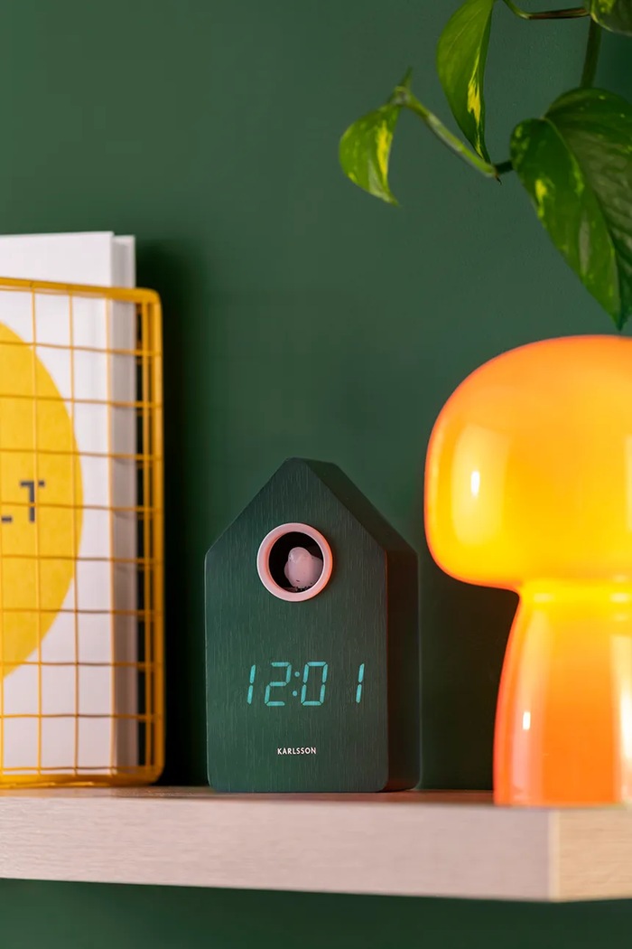 Led stolový budík s kukučkou Karlsson Cuckoo LED 16 cm KA6070GR