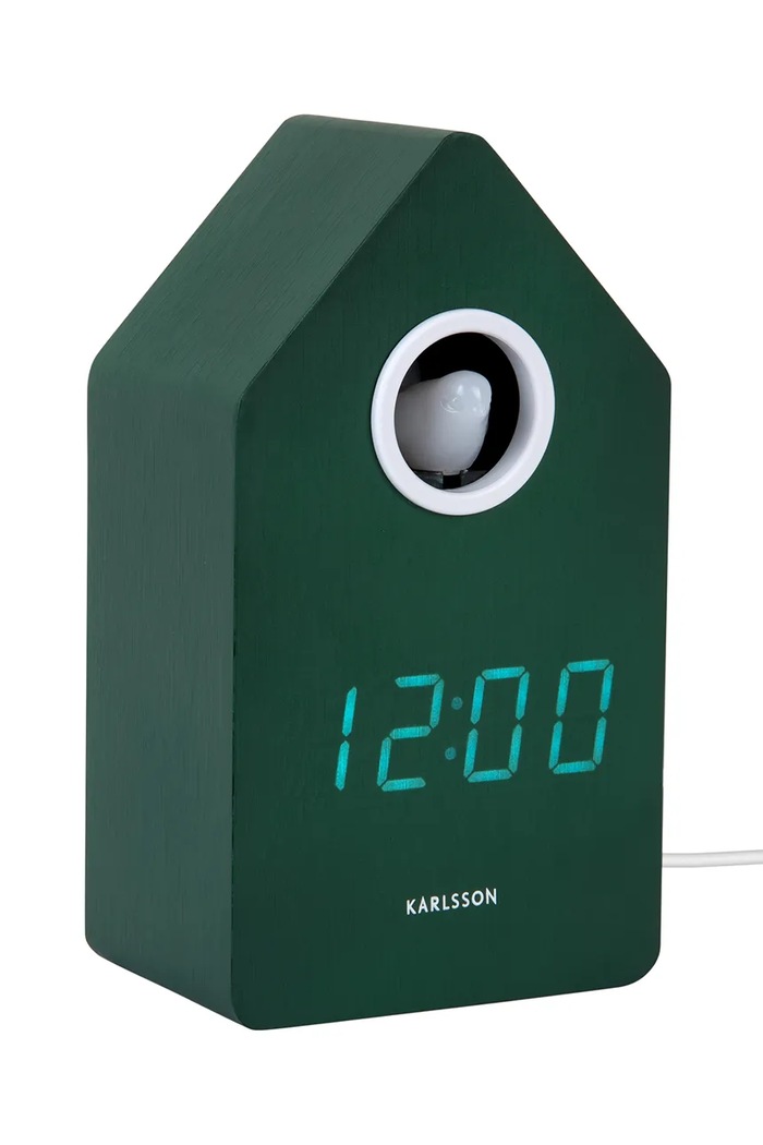 Led stolový budík s kukučkou Karlsson Cuckoo LED 16 cm KA6070GR zelená AA00