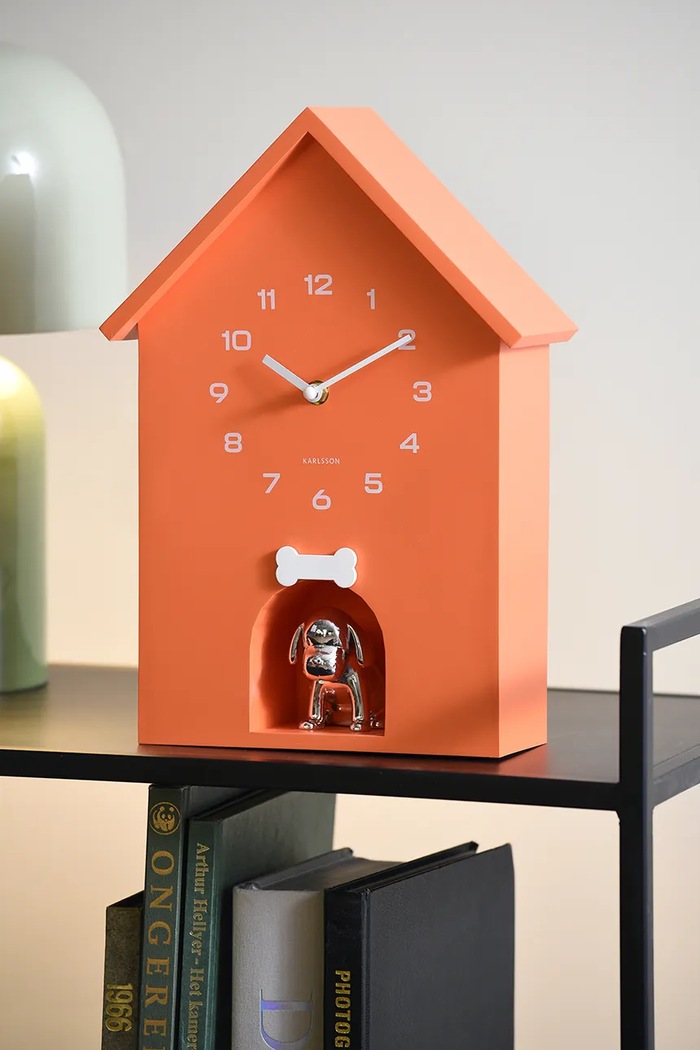 Stenska ura z zvokom Karlsson Dog House 36,5 x 26,5 cm KA6096OR oranžna
