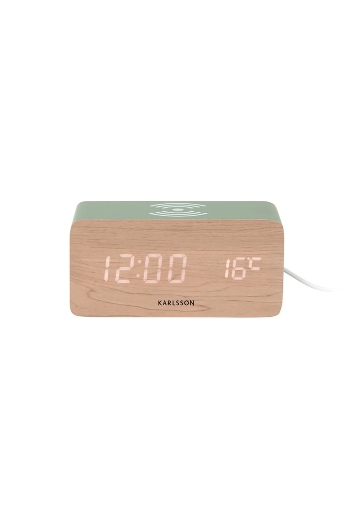 Karlsson budzik LED drewniany zielony KA5933GR