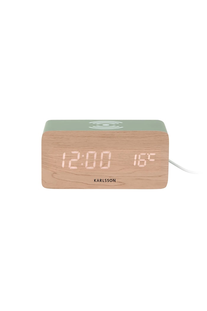 Karlsson budzik LED drewniany zielony KA5933GR