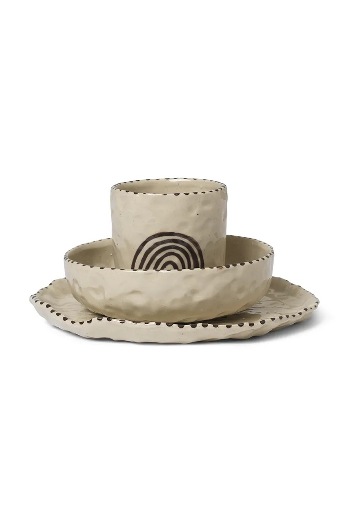 Kuhinja i bar Dječji set za doručak ferm LIVING Naive Ceramic Set 3-pack 1104269020 bež