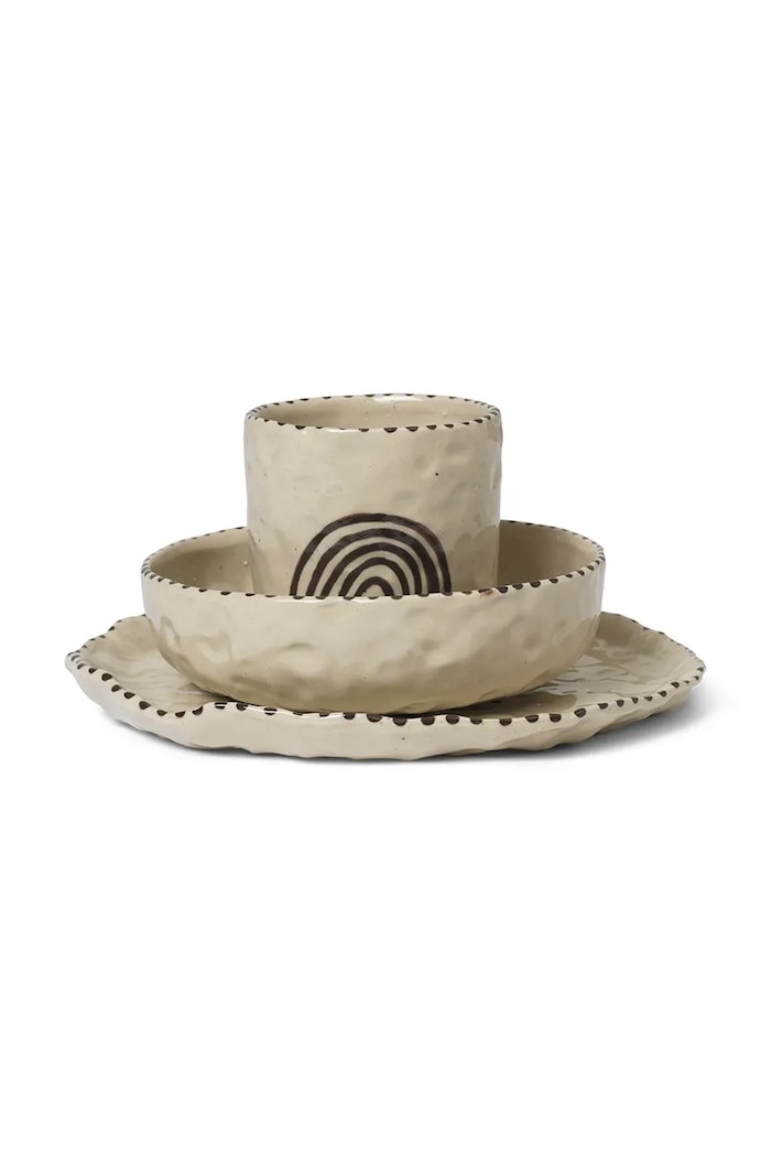 Kuhinja i bar Dječji set za doručak ferm LIVING Naive Ceramic Set 3-pack 1104269020 bež
