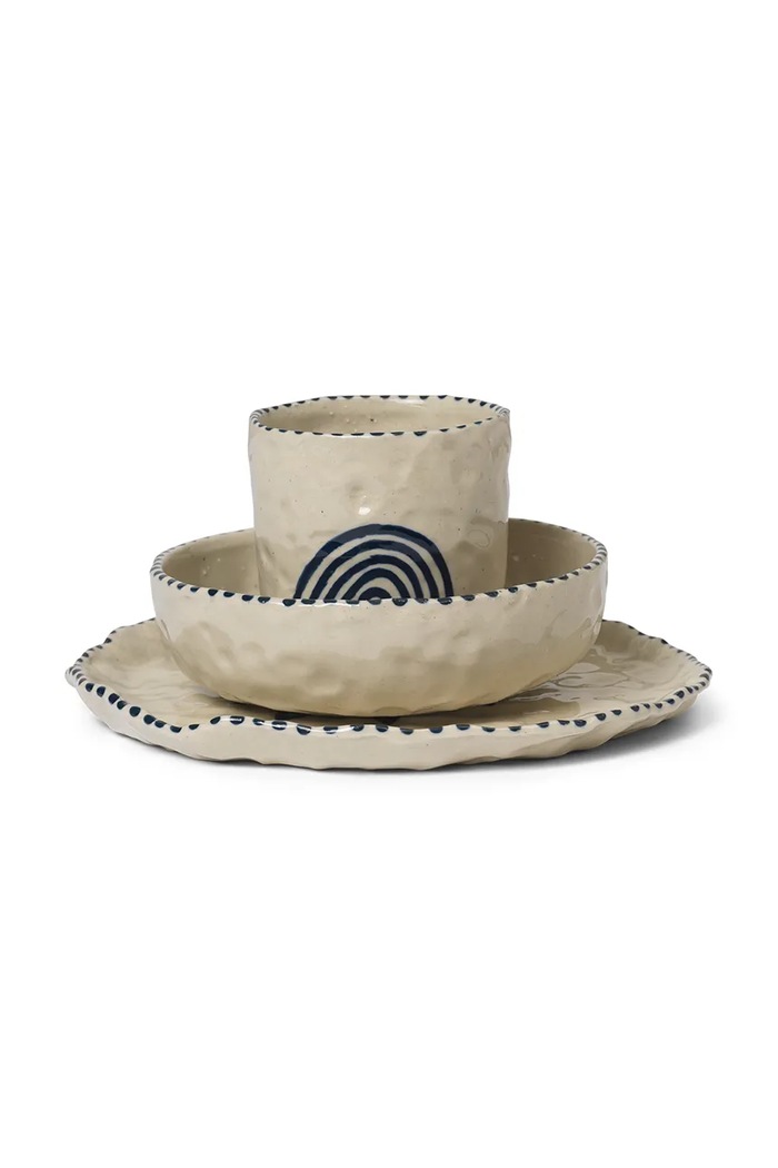 Otroški komplet za zajtrk ferm LIVING Naive Ceramic Set 3-pack bež 1104269019