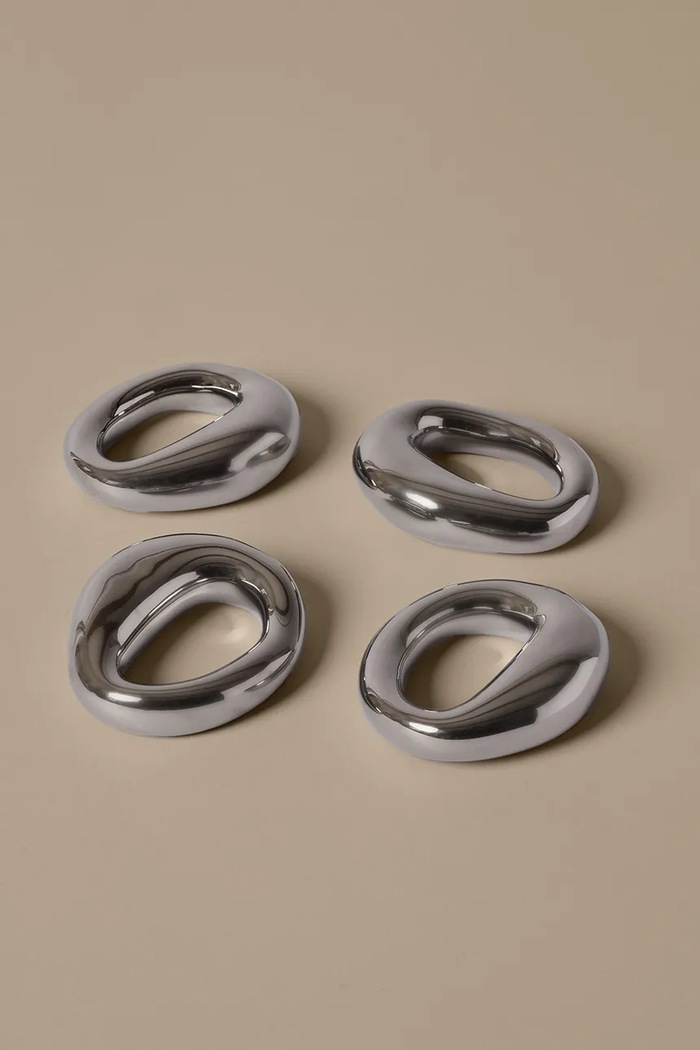 Kuhinja i bar Ferm Living prstenovi za salvete od porculana 2,1 x 7,2 x 6,5 cm 1104272494 srebrna