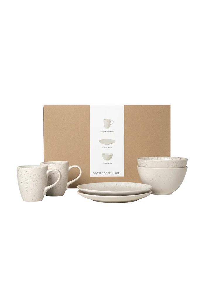 Broste Copenhagen Zestaw śniadaniowy z porcelany beżowy 80019824