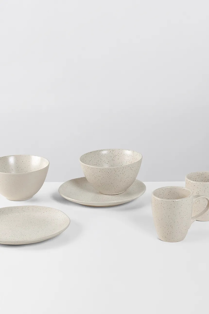 Broste Copenhagen Zestaw śniadaniowy z porcelany 80019824 beżowy AA00