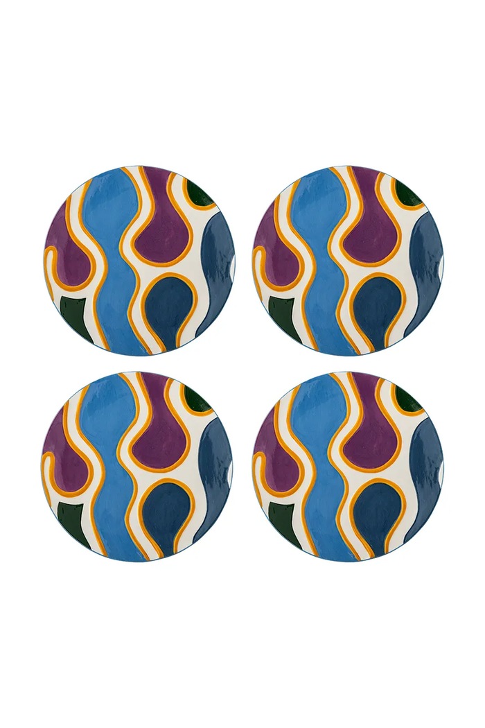 Bloomingville zestaw talerzy z kamionki 18 x 1 cm multicolor 82063469
