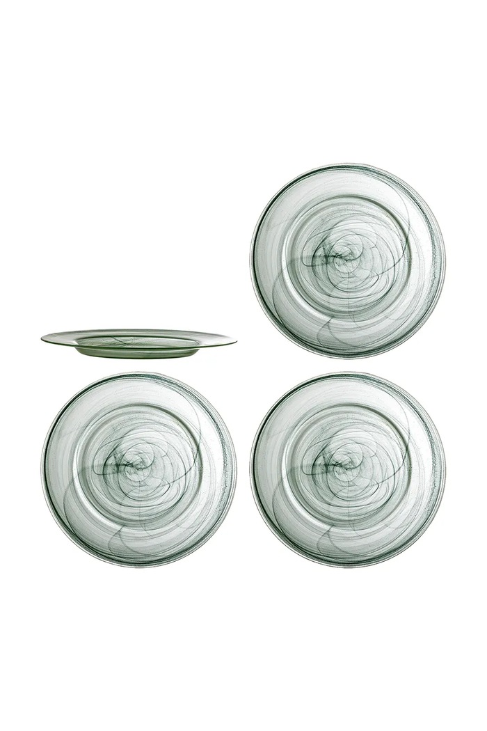 Bloomingville zestaw talerzy ze szkła barwionego 33 x 2,5 cm zielony 82069574