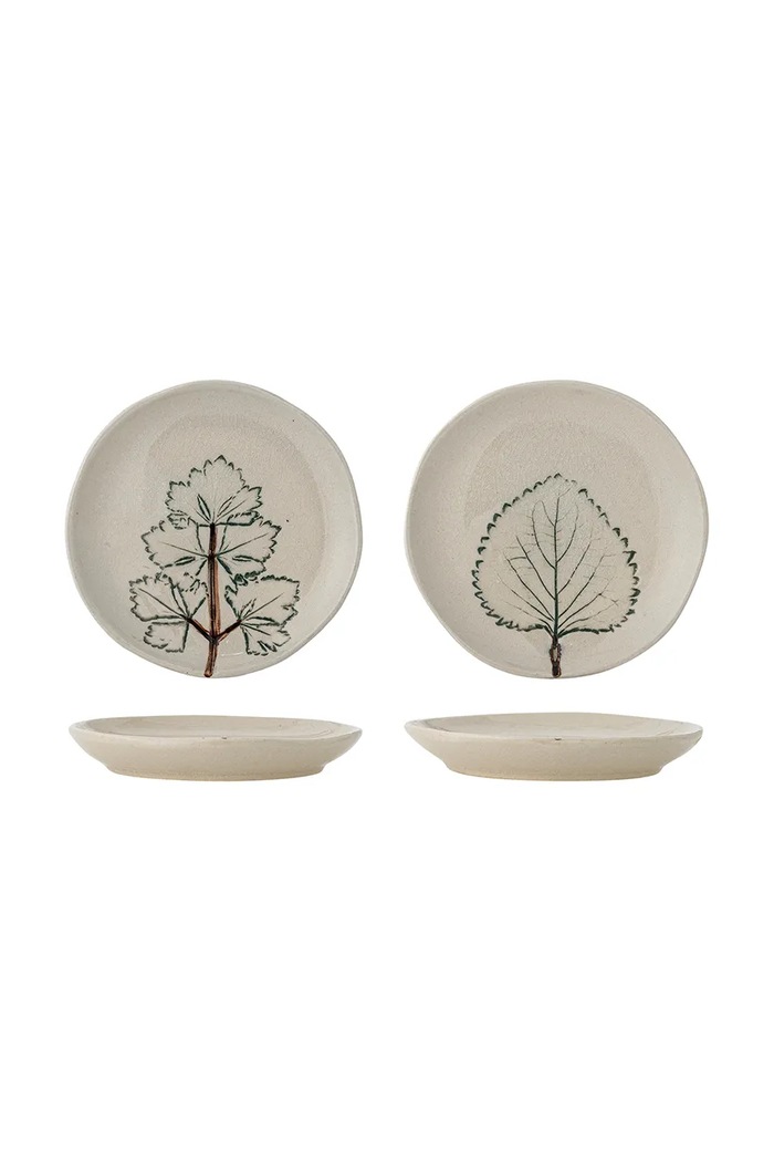 Bloomingville zestaw talerzyków do przekąsek z kamionki 10,5 x 1,5 cm beżowy 82073063