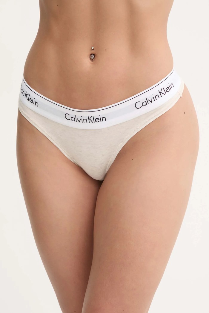 Calvin Klein Underwear stringi dzianina beżowy 0000F3786E