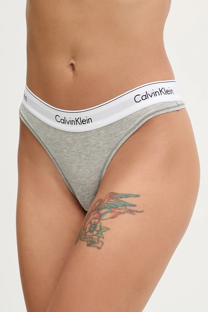 Calvin Klein Underwear stringi aplikacja szary 0000F3786E