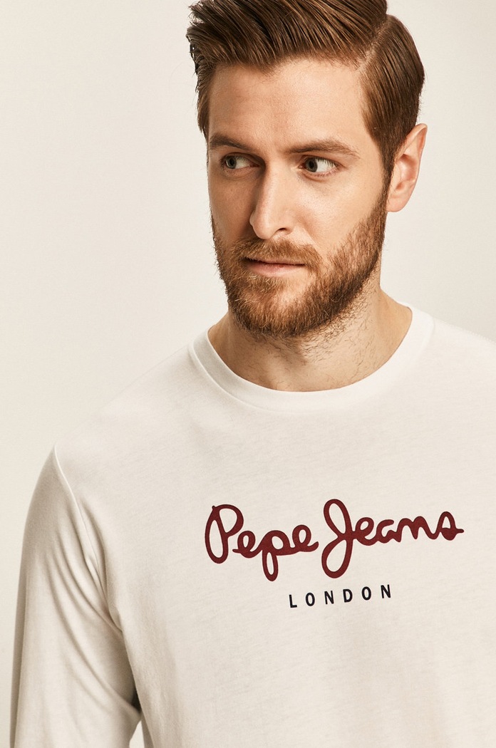 Pepe Jeans - Tričko s dlouhým rukávem bavlna bílá PM501321.