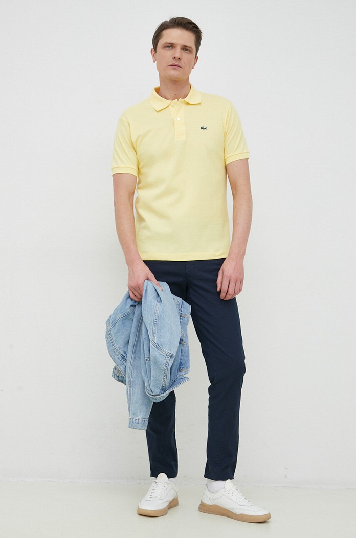 Lacoste polo bawełniane gładkie żółty L1212