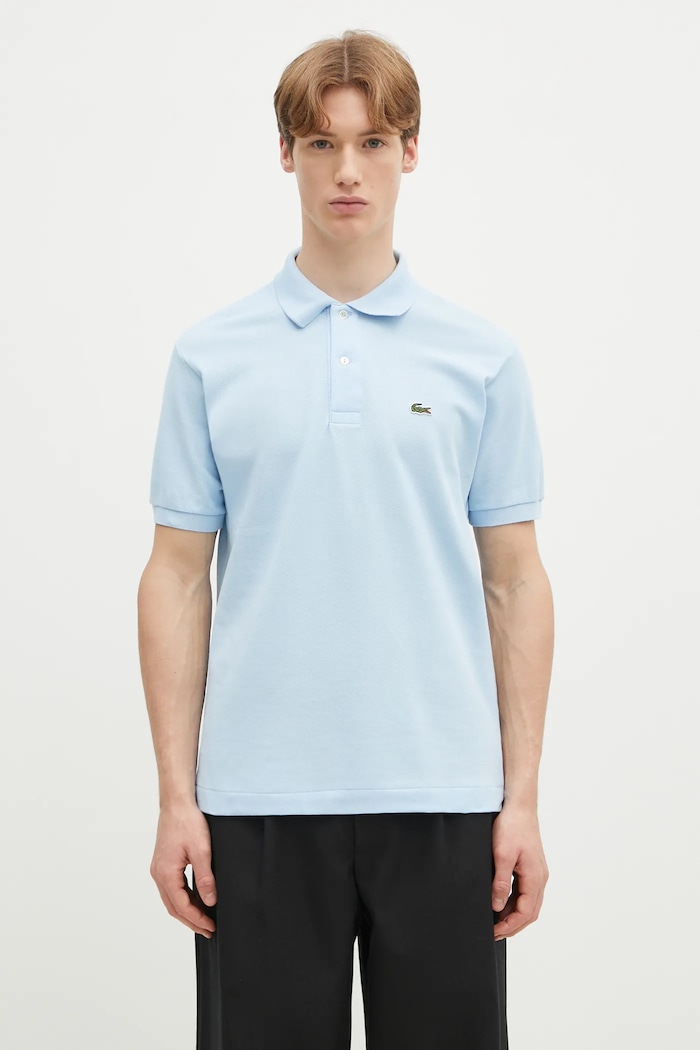 Памучна тениска с яка Lacoste стандартна син L1212