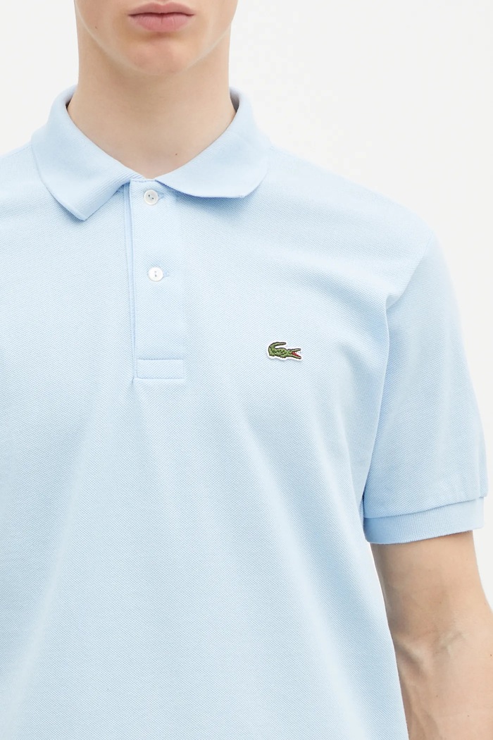 Памучна тениска с яка Lacoste син L1212
