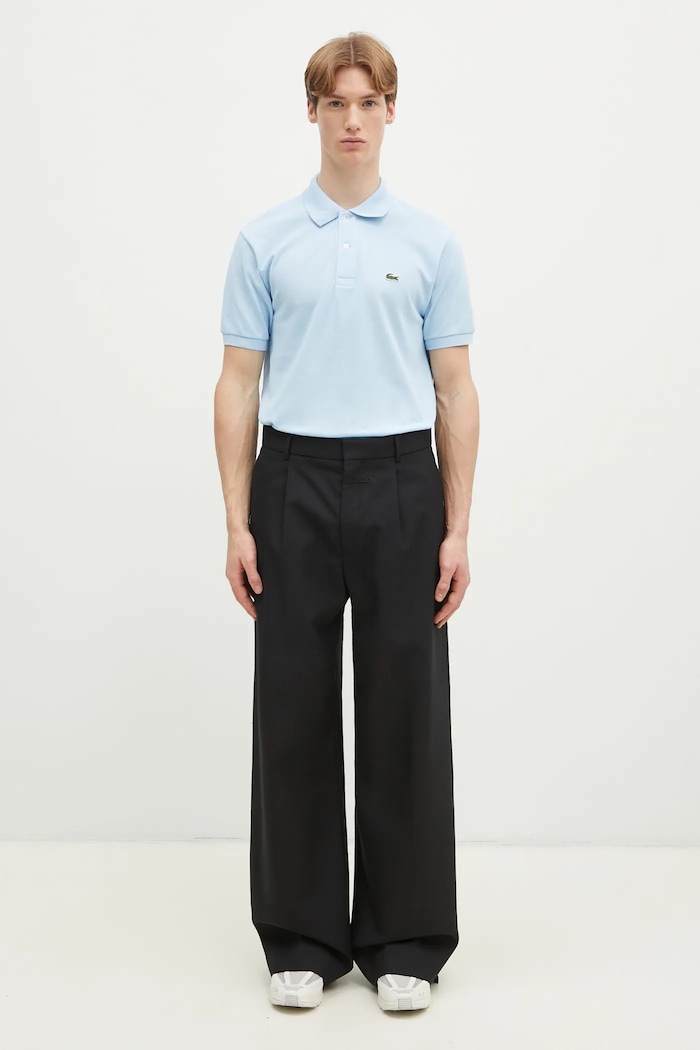 Памучна тениска с яка Lacoste L1212 син