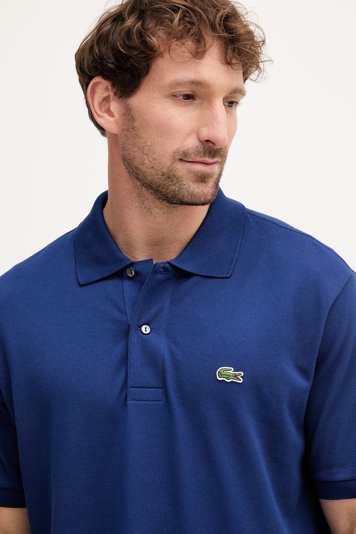 Βαμβακερό μπλουζάκι πόλο Lacoste σκούρο μπλε L1212