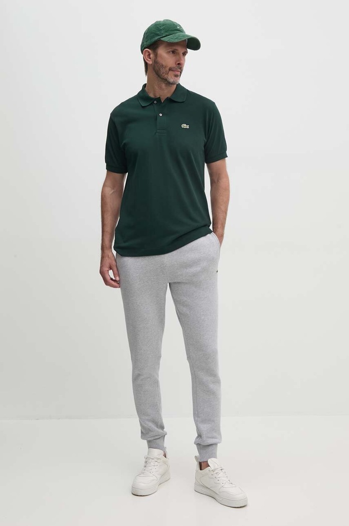 Βαμβακερό μπλουζάκι πόλο Lacoste L1212 πράσινο AW25