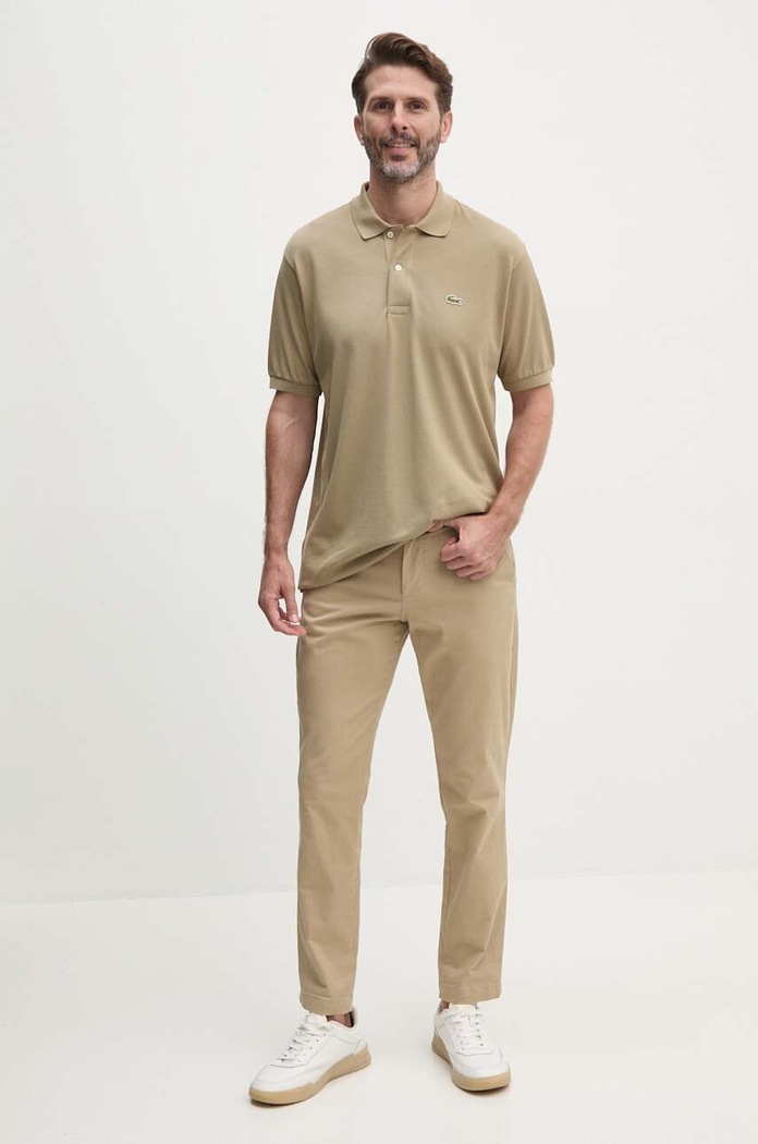 Βαμβακερό μπλουζάκι πόλο Lacoste L1212 πράσινο AW25